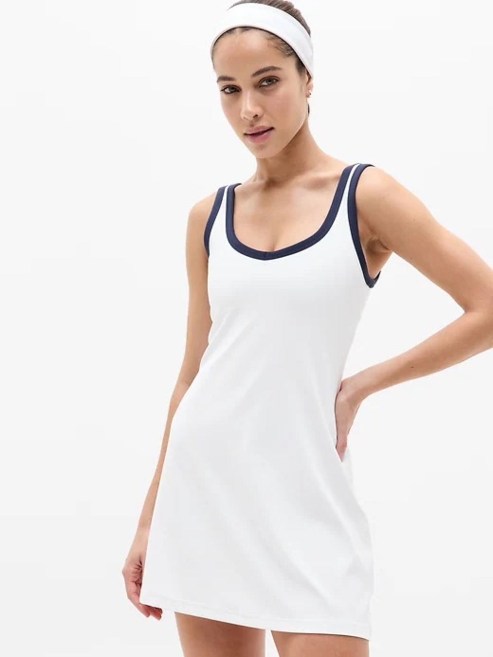 LIKE NEW Athleta Transcend Tipped Dress, size M, in bright white